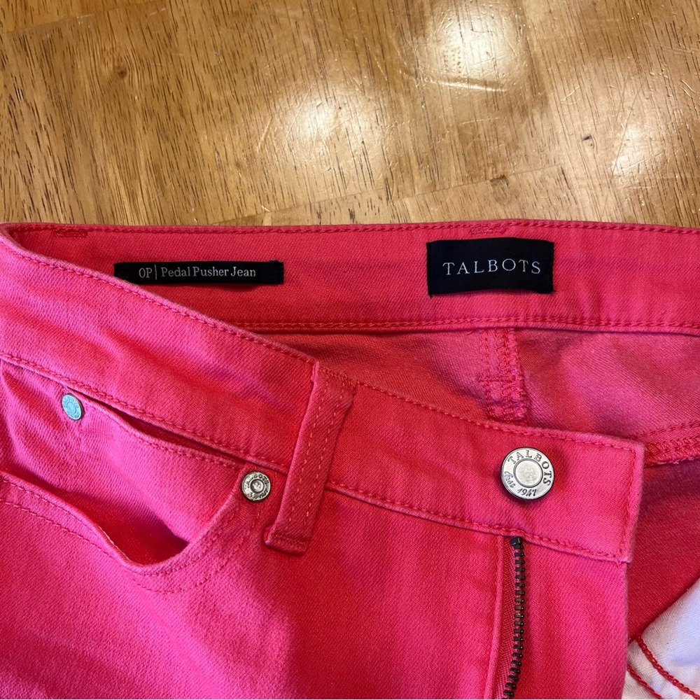Talbots Pedal Pusher Vibrant Cropped Jeans in Coral - Picture 3 of 5